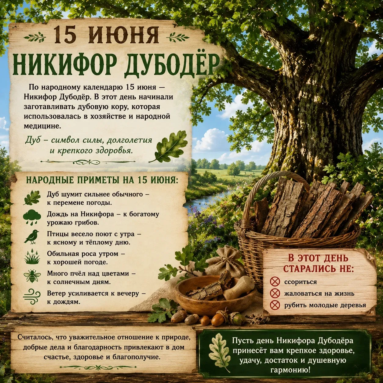 🌳✨ 15 ИЮНЯ — НИКИФОР ДУБОДЁР ✨🌳

15 июня в народном календаре отмечается Никифор Дубодёр. Своё нео
