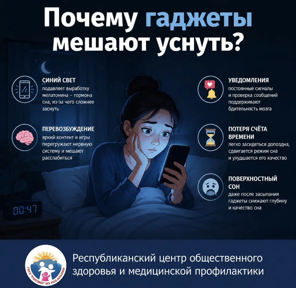Почему гаджеты мешают уснуть ?

Воздействие синего спектра: 
Свет от смартфонов и планшетов имитируе