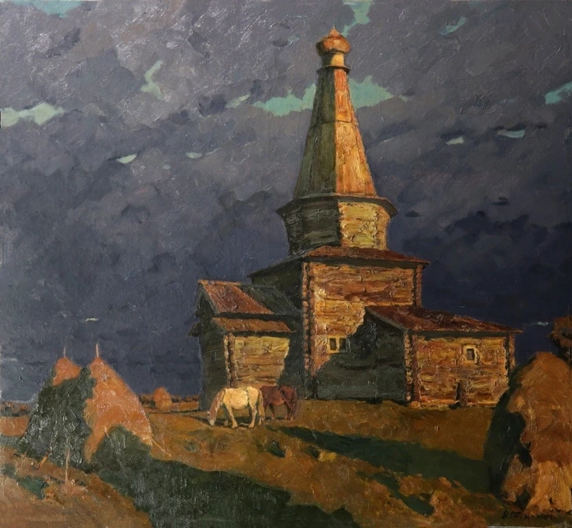 🎨 Застывшая Русь на холсте: «Новгород. Церковь из села Курицко» Владимира Стожарова