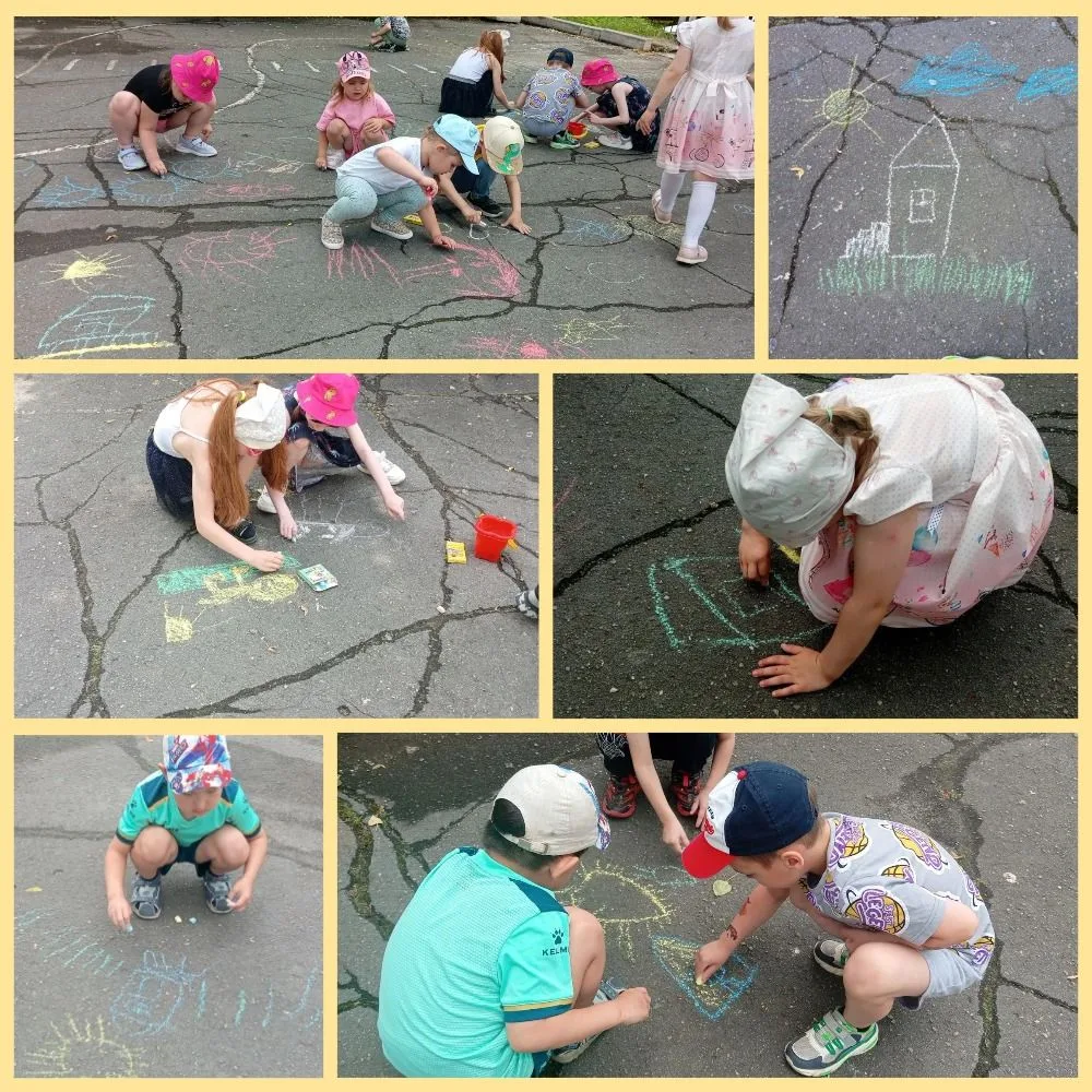 🎨 Рисование мелками на асфальте — любимая летняя забава всех ребят! ☀️
Дети группы №5 #МБДОУДС27СПР