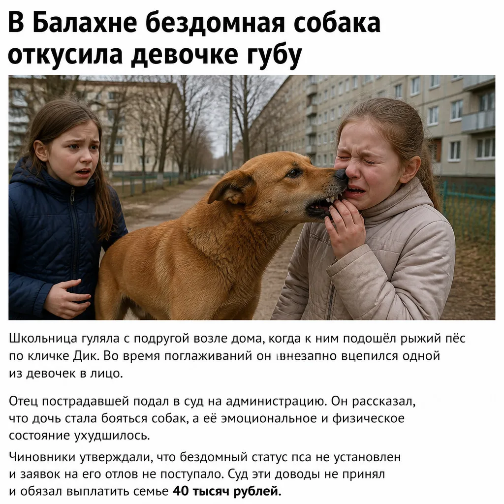 🐕 В Балахне бездомная собака откусила девочке губу