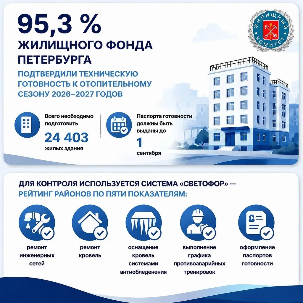 Подготовка к зиме в Петербурге: 95,3 % жилищного фонда готовы к отопительному сезону