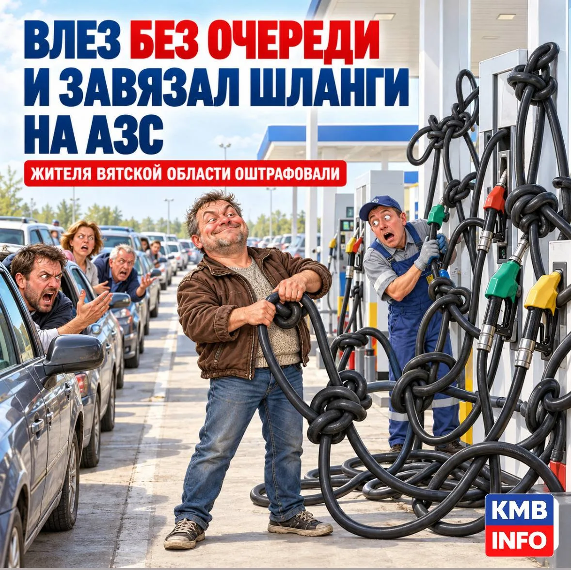 Жителя Вятской области оштрафовали за то, что он влез без очереди на АЗС и стал завязыв...