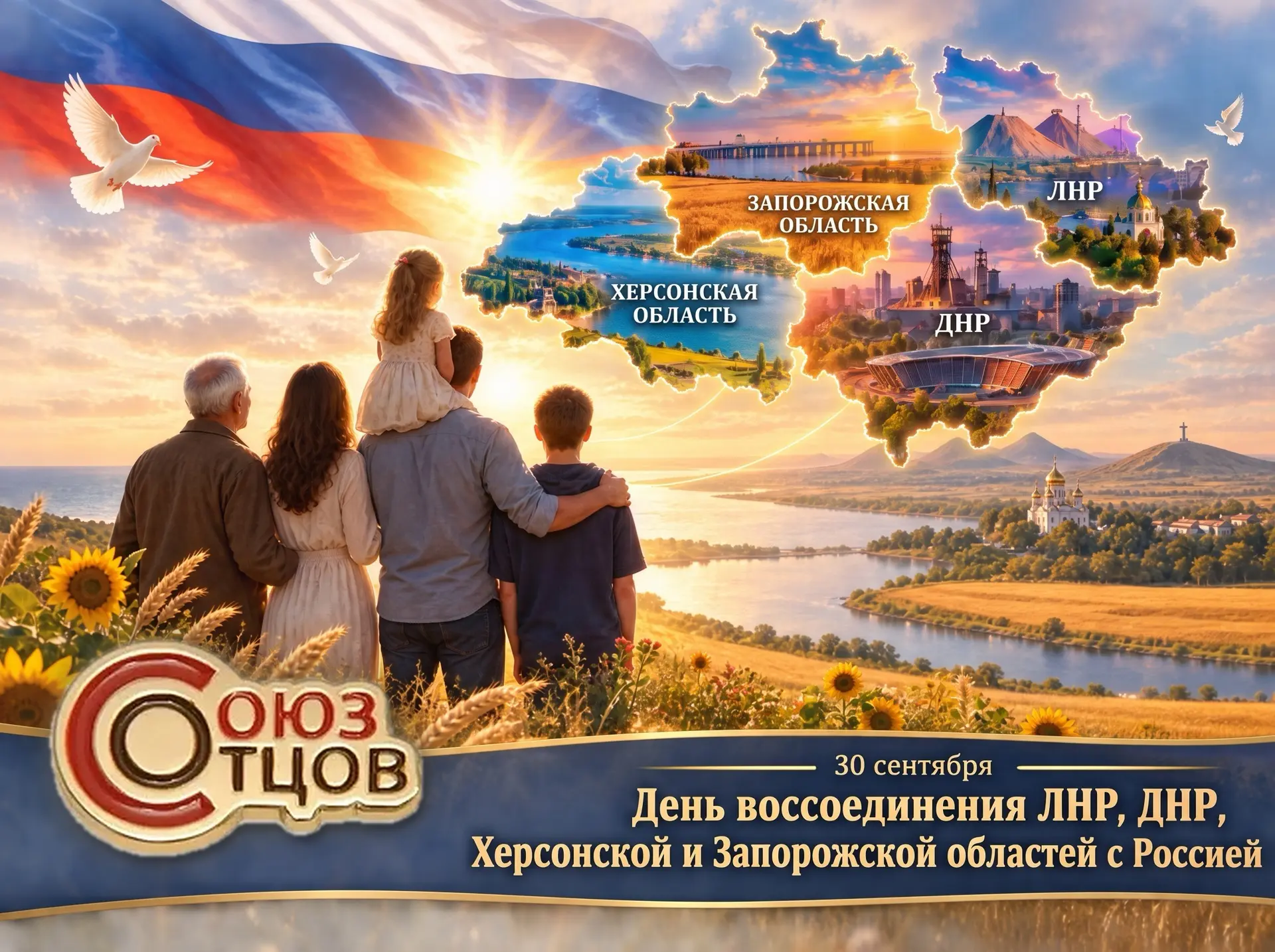 ⚡️ Сегодня — День воссоединения ЛНР, ДНР, Херсонской и Запорожской областей с Россией