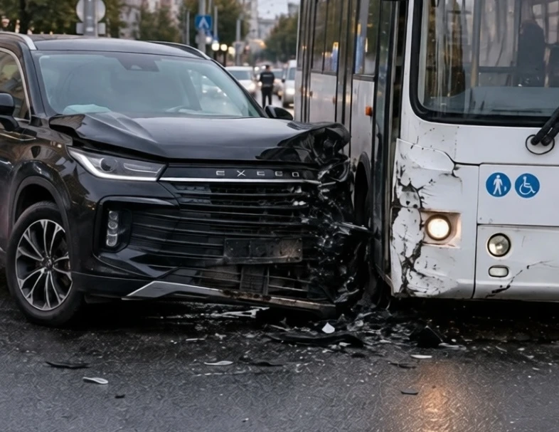 В Барнауле на проспекте Ленина «Exeed» столкнулся с автобусом, пострадали две пассажирки