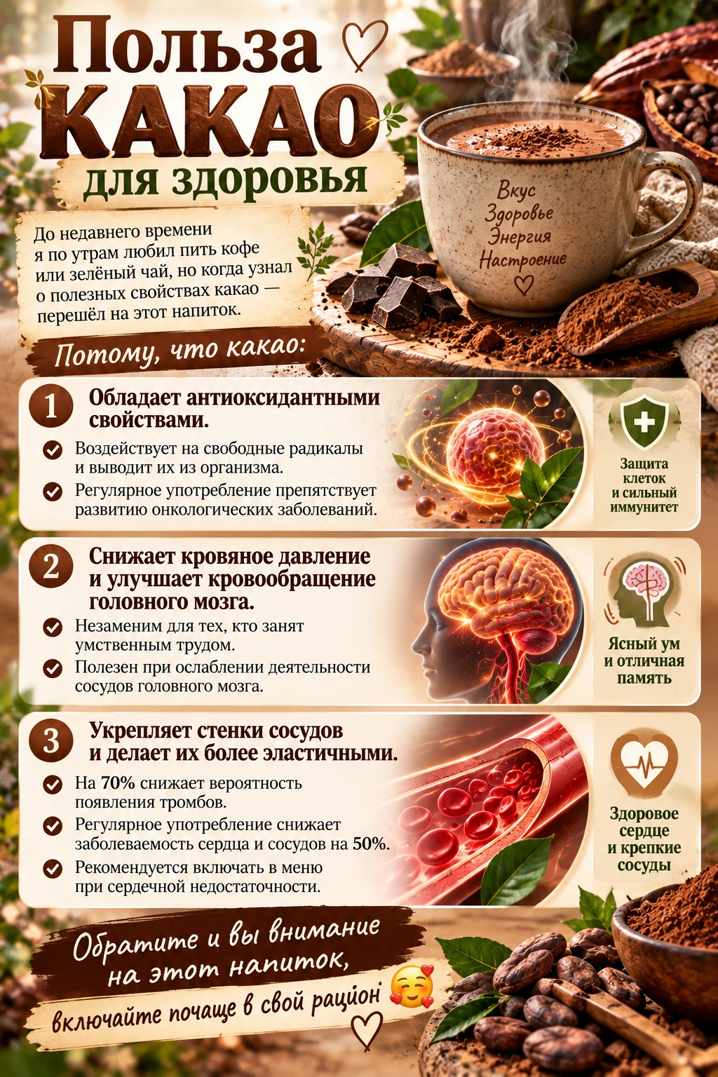 Польза какао для здоровья ☕
