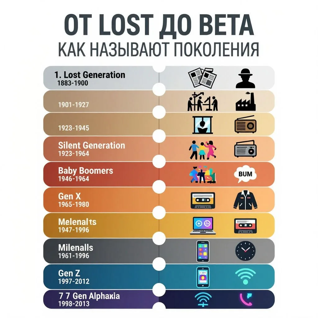 От The Lost Generation до Gen Alpha — названия поколений часто вызывают вопросы. Кто их придумал? Ес