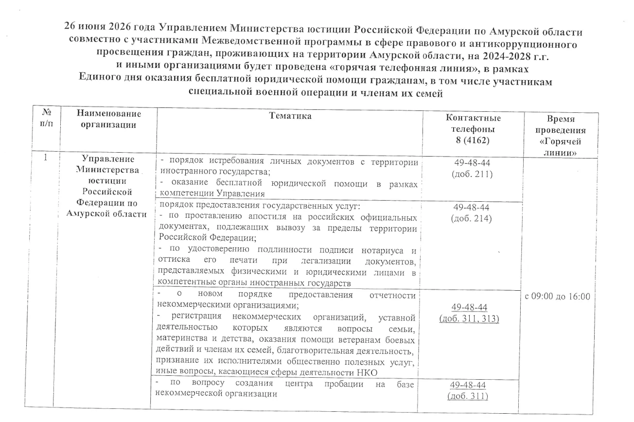 Информирование населения о проведении "горячей телефонной линии" в рамках Единого дня о...