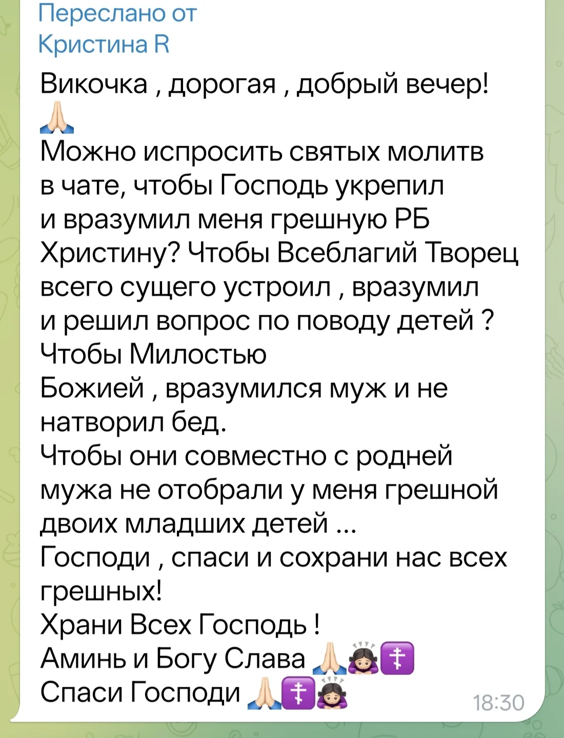 И ещё одна просьба, дорогие друзья, православные сердца, очень прошу ваших сугубых молитв о р. Б. Хр