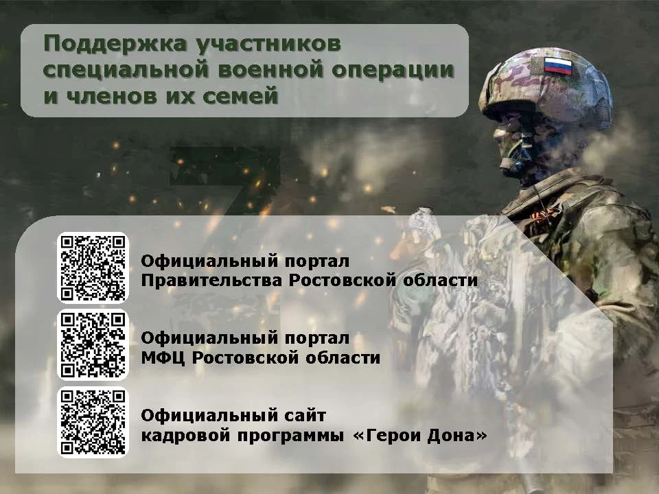 О возможности получения мер поддержки и помощи участникам специальной военной операции ...