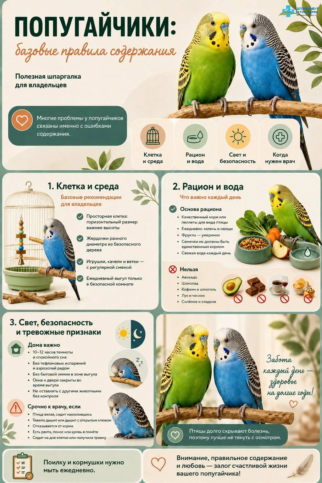 🦜 Попугайчики: маленькая птица — большая ответственность!