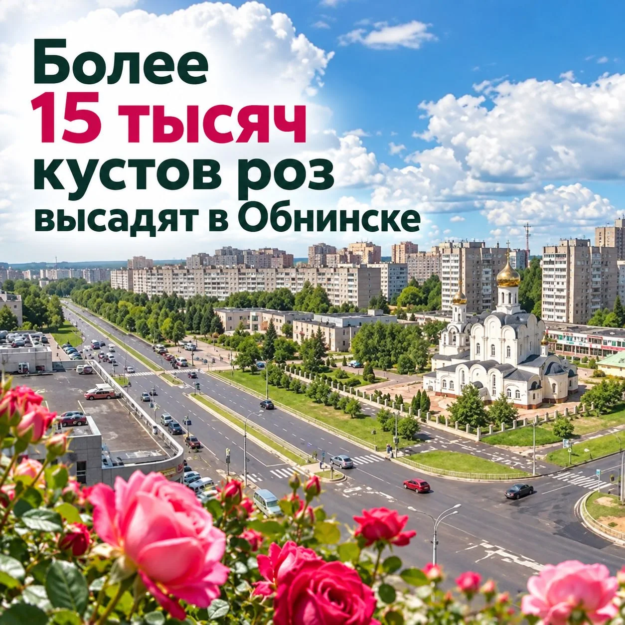 В Обнинске высадят более 15 тысяч сортовых роз.