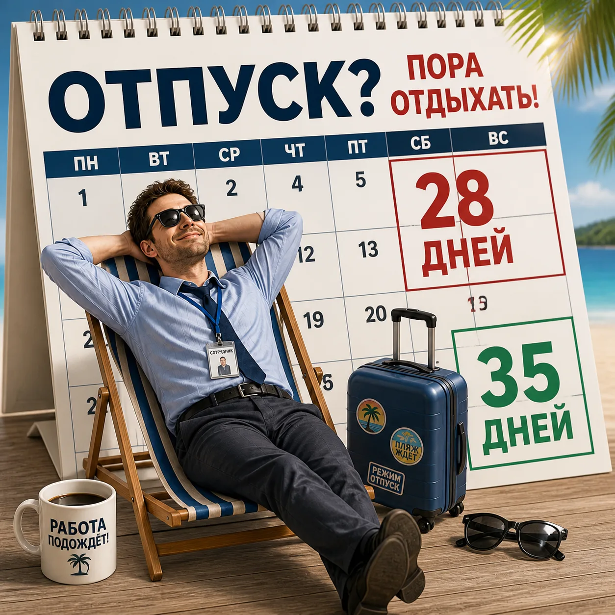 🏖В России предложили увеличить минимальный ежегодный  оплачиваемый отпуск с 28 до 35 дней  С такой и