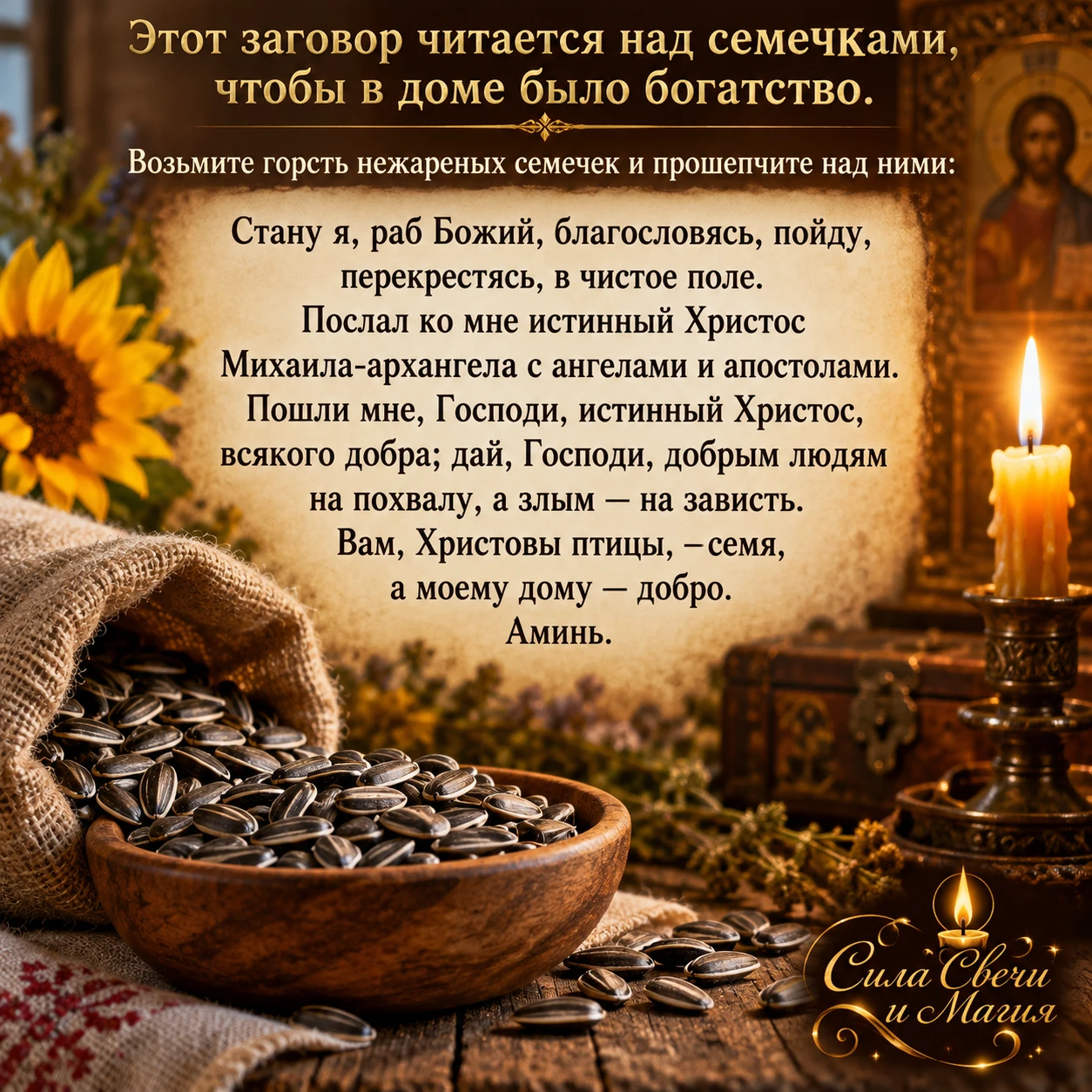 Заговор над семечками
