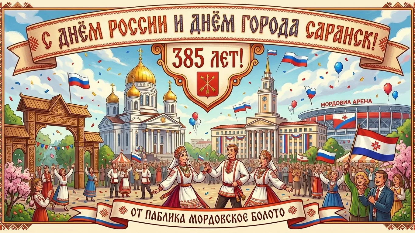 Дорогие жители Саранска!

Поздравляем вас с Днём города и Днём России! В этот день мы отмечаем не то