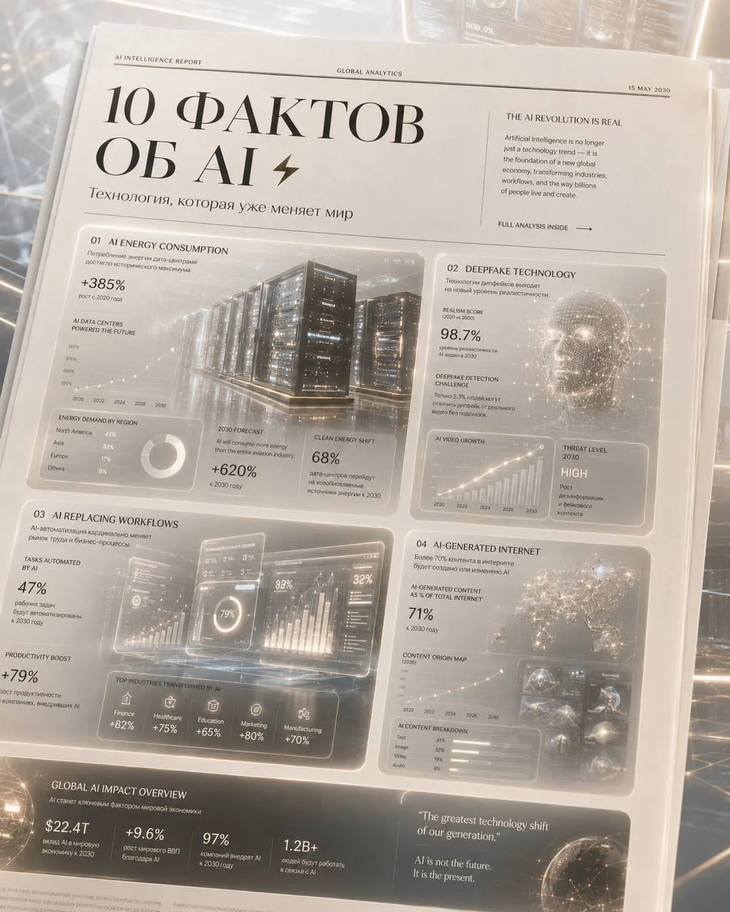 10 фактов об AI, которые звучат как фантастика:
1️⃣ AI уже потребляет столько энергии, что датацентр