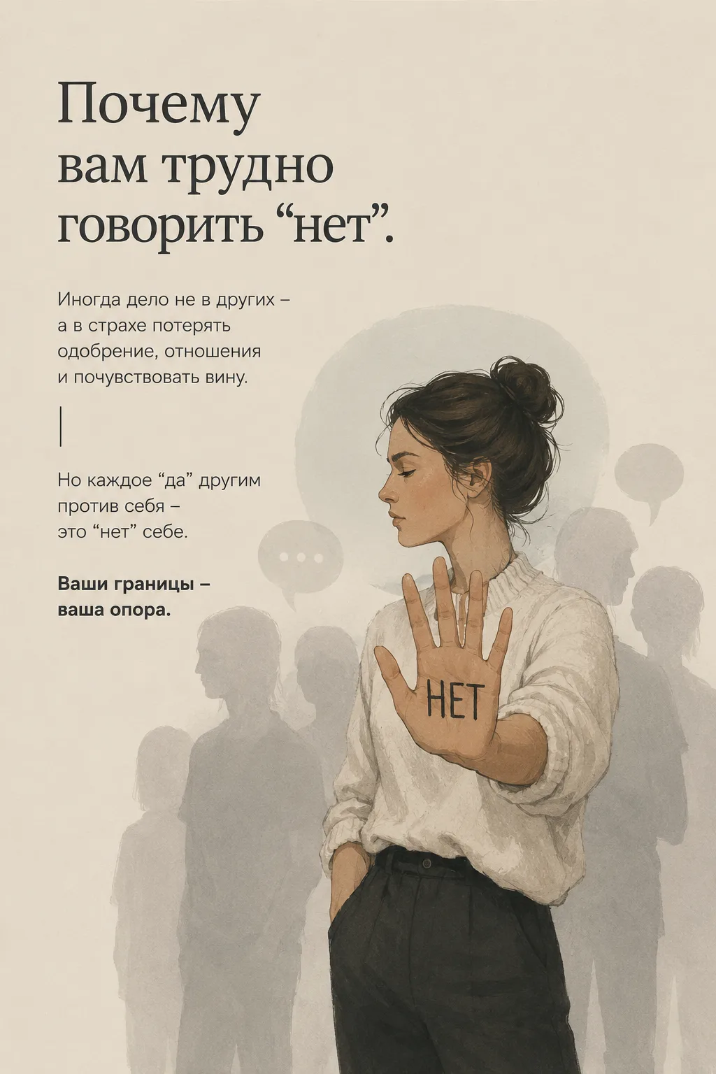 Иногда сказать «нет» — сложнее, чем согласиться на то, чего совсем не хочется 🙅‍♀️.

Мы соглашаемся