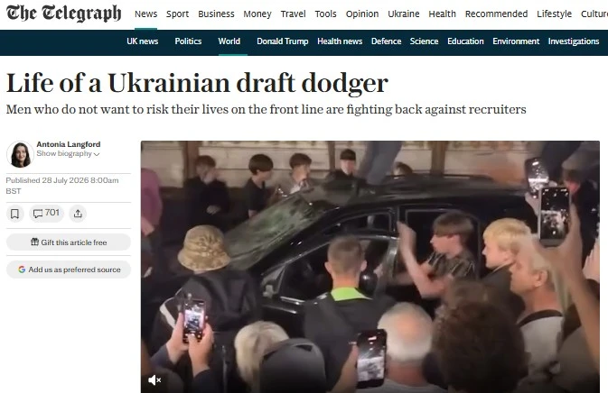 ‘Украинец 3 года не выходит из дома, чтобы его не забрали на войну с Россией’ – The Telegraph расска