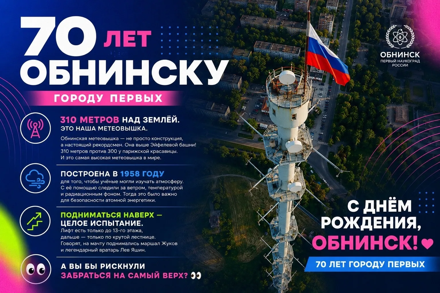 ❤️ В преддверии 70-летия Обнинска мы подготовили серию постов о местах и событиях, кото...