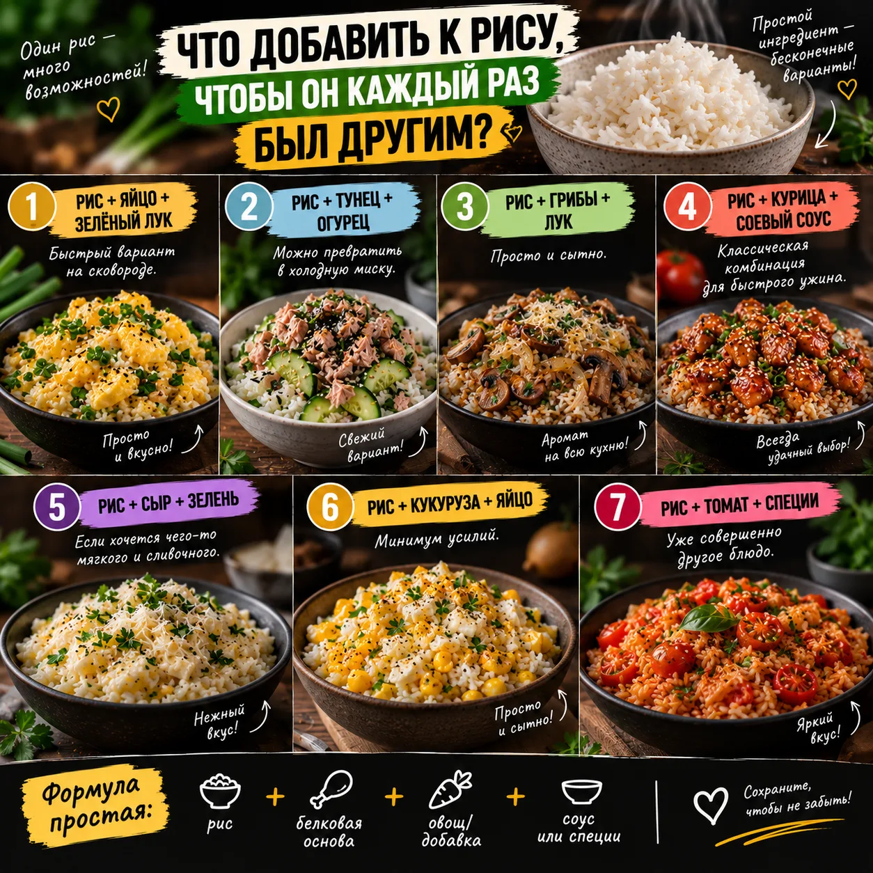 ЧТО ДОБАВИТЬ К РИСУ, ЧТОБЫ ОН КАЖДЫЙ РАЗ БЫЛ ДРУГИМ? 🍚