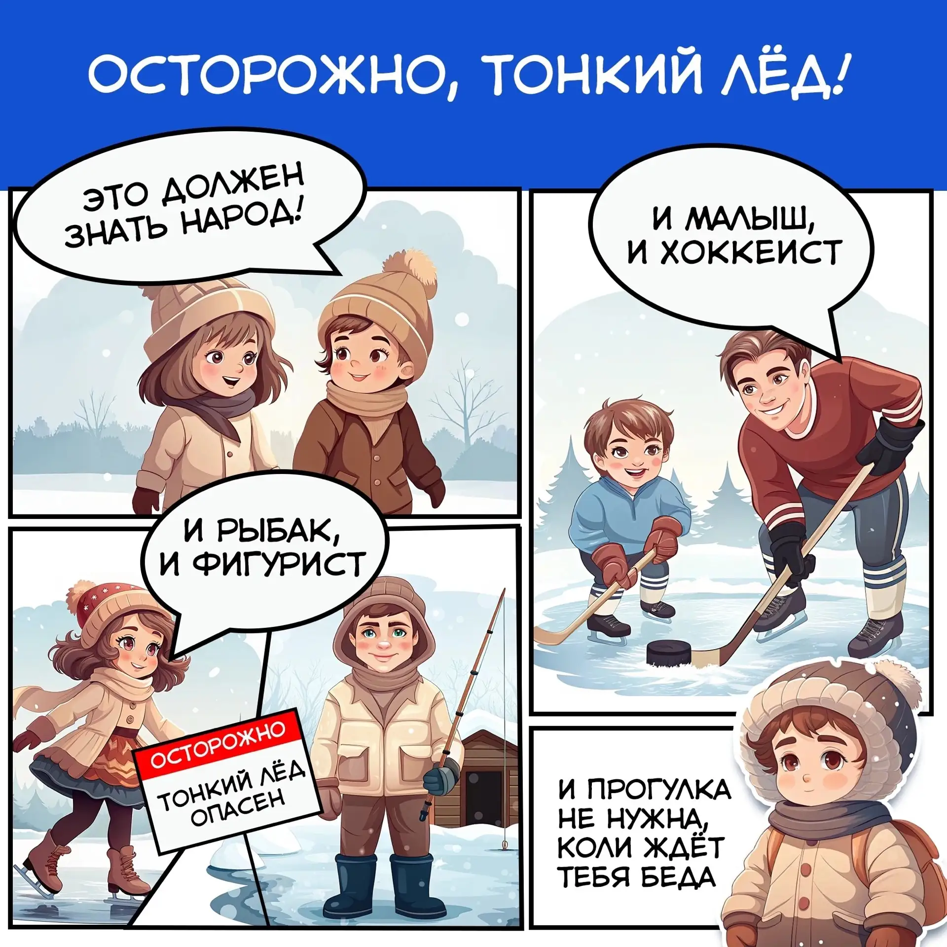 Осторожно, тонкий лед ❗️Как уберечь детей от опасности ❓