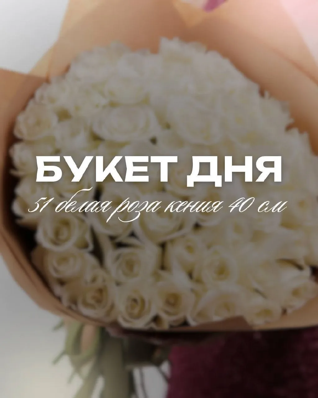 ✨БУКЕТ ДНЯ✨

🌸Букет дня сегодня: 51 роза кения 40 см в белом цвете! 

Нежный букет из ваших любимых