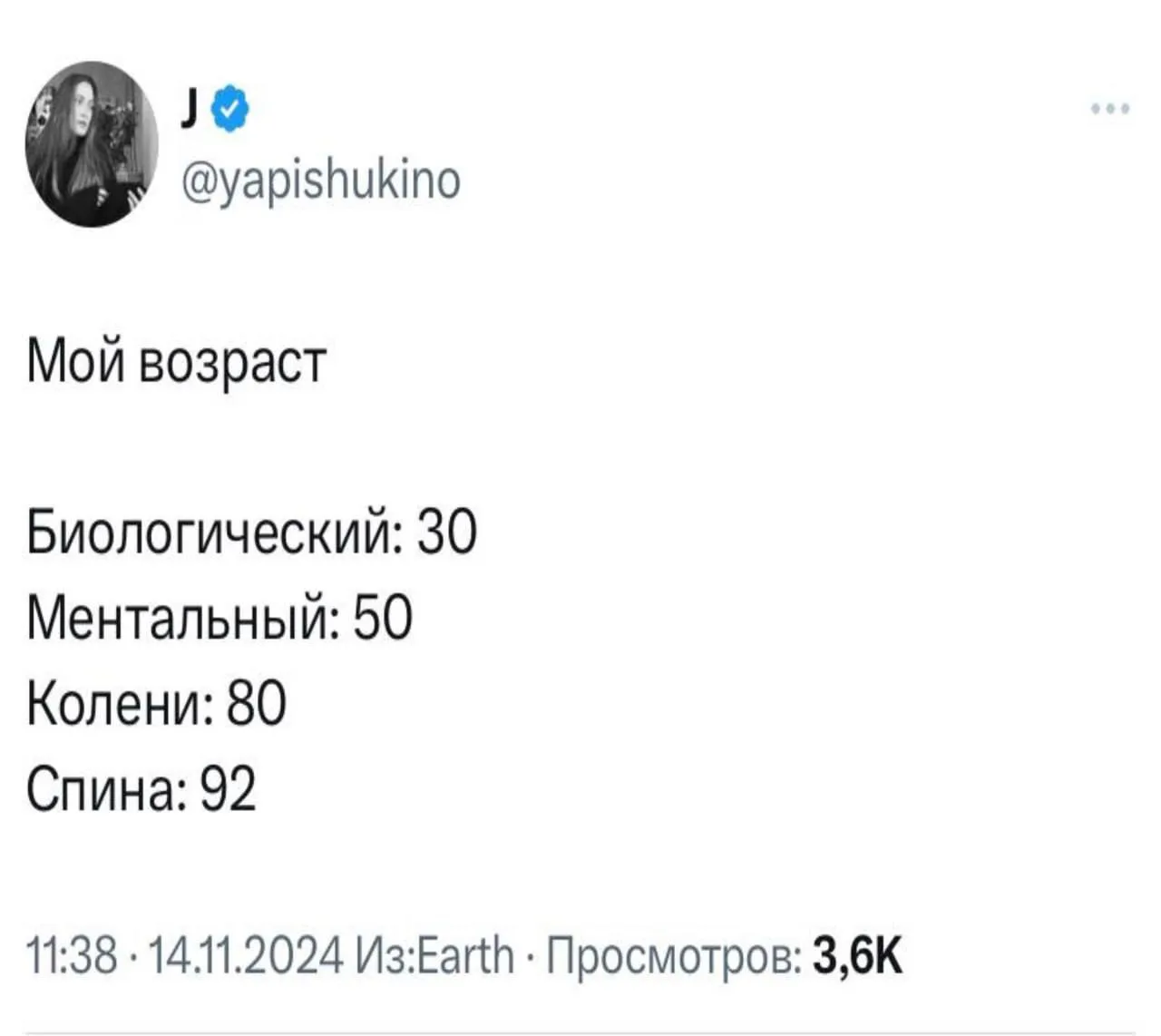 🤣 Настоящее здоровье после тридцати - это когда каждый день болит в другом месте.