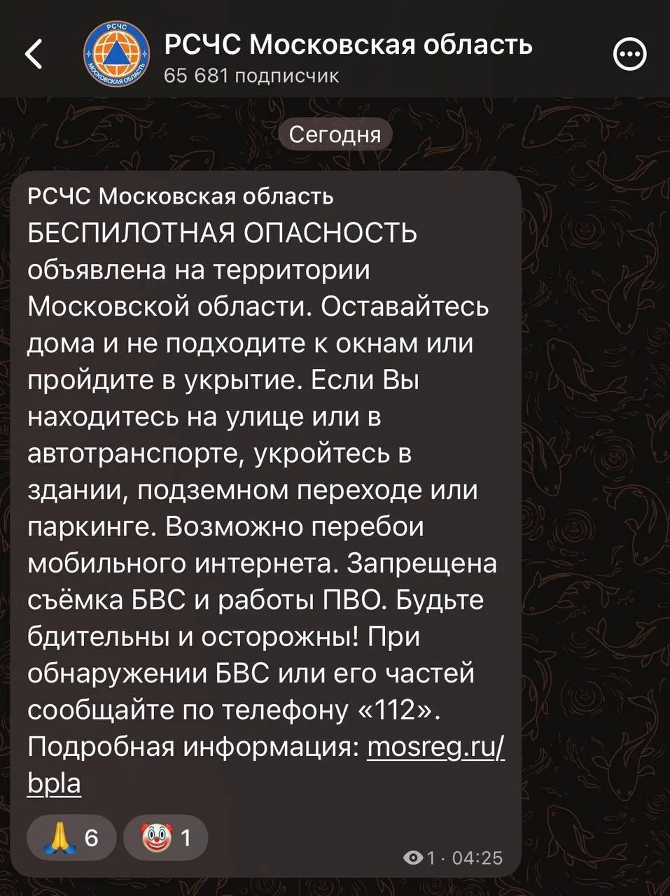 ⚡️ Беспилотная опасность объявлена в Московской области