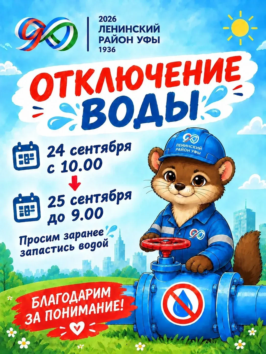 В Ленинском районе Уфы запланировано временное отключение водоснабжения