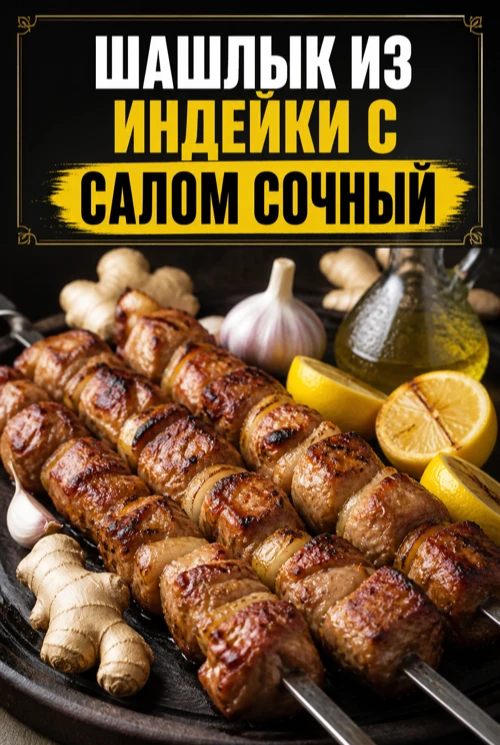 ШАШЛЫК ИЗ ИНДЕЙКИ С САЛОМ СОЧНЫЙ