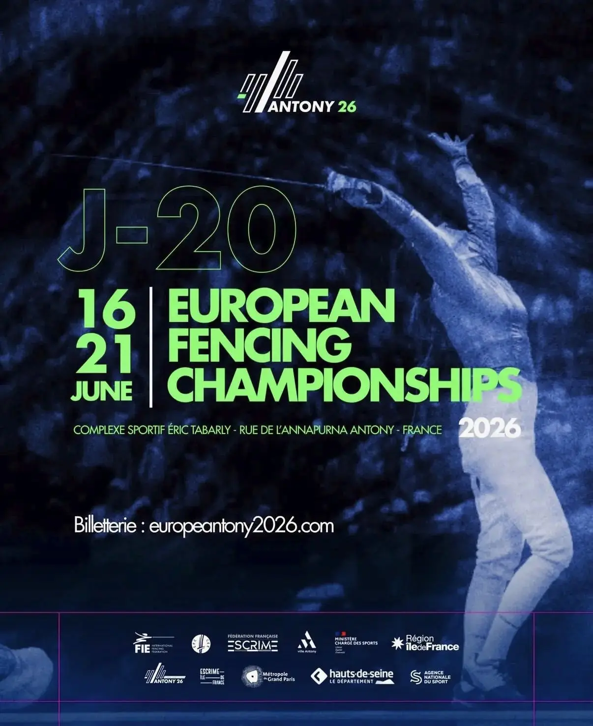 ЧЕМПИОНАТ ЕВРОПЫ 2026
С 16 по 21 июня 2026 года в Антони (Франция) пройдет чемпионат Европы по фехто