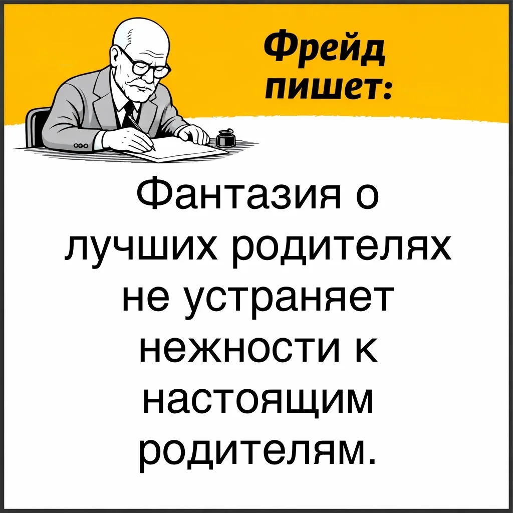 Ребёнок по мере взросления в своём воображении заменяет родителей на более совершенных. Но любовь к 