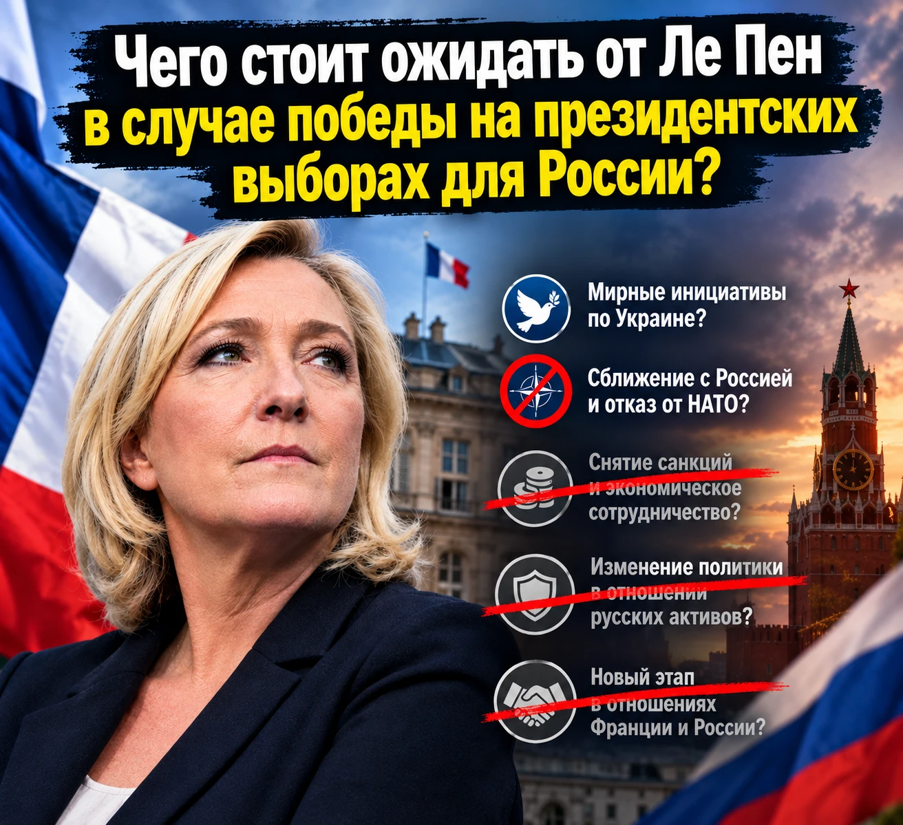 Чего стоит ожидать от Ле Пен в случае её победы на президентских выборах для России?