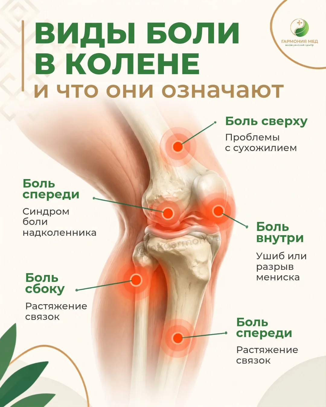 Колено может болеть по-разному и место боли часто подсказывает, где искать причину☝️