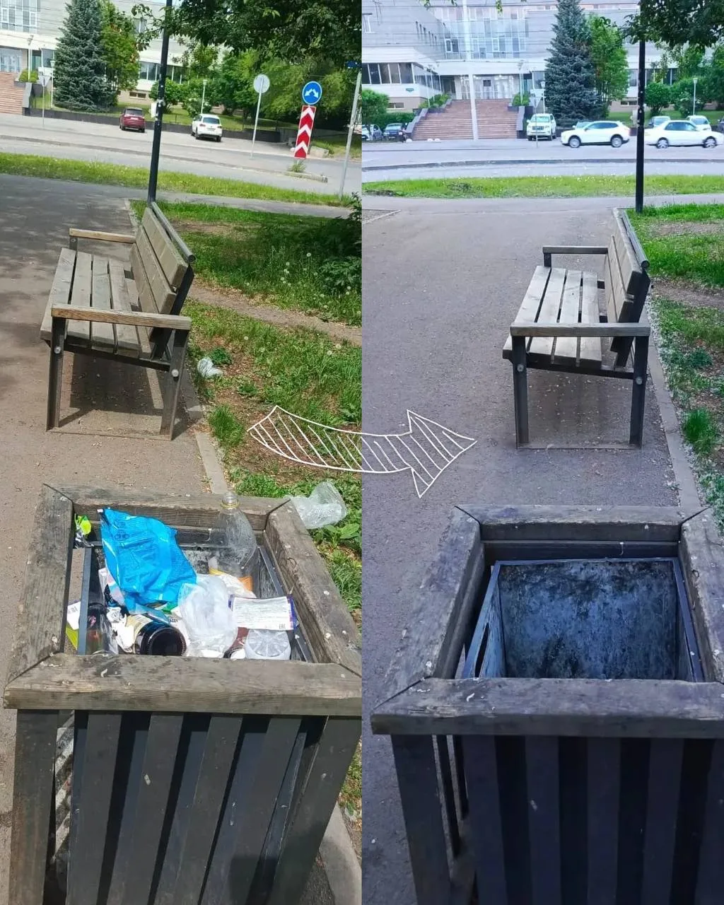Наводим чистоту в городских скверах♻️✨

На фото запечатлена уборка скверов: очистка площадок, урн и 