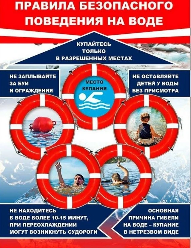 Лето у воды — только безопасно! Купайтесь в разрешённых местах, не заплывайте за буйки,...