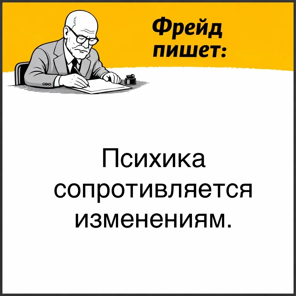 С точки зрения Фрейда, внутри человека есть силы, которые прямо противодействуют изменениям. Даже ес