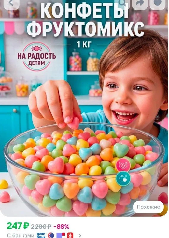 📎Жевательные конфеты мармелад 1 кг Мега Зубчики