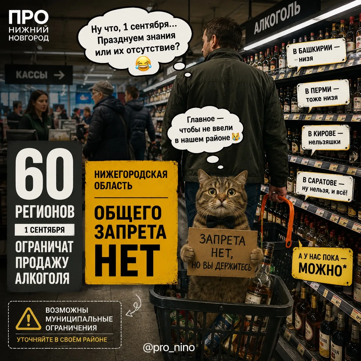Продажу алкоголя 1 сентября ограничат в 60 регионах, но не в Нижегородской области