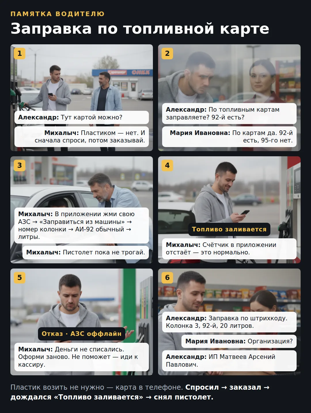 Заправка по топливной карте — в картинках