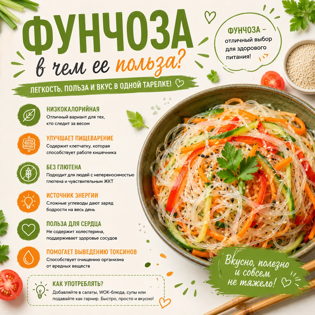 ✅Фунчоза – это макаронное изделие, внешне похожее на спагетти, но готовится из рисовой или бобовой м
