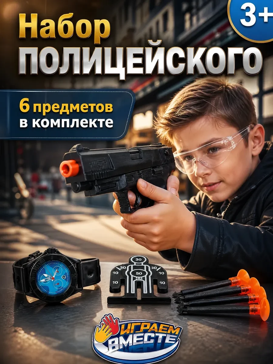 ⚡️ Детское оружие револьвер с присосками и мишень, играем вместе