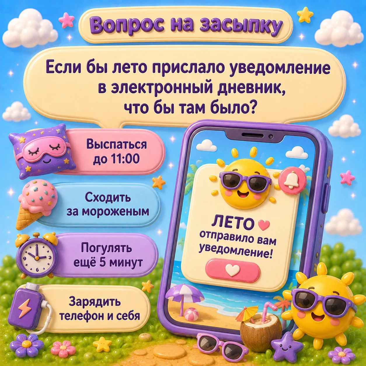 ❓ Лето, кажется, умеет присылать самые приятные уведомления

Не «проверочная работа назначена», не «
