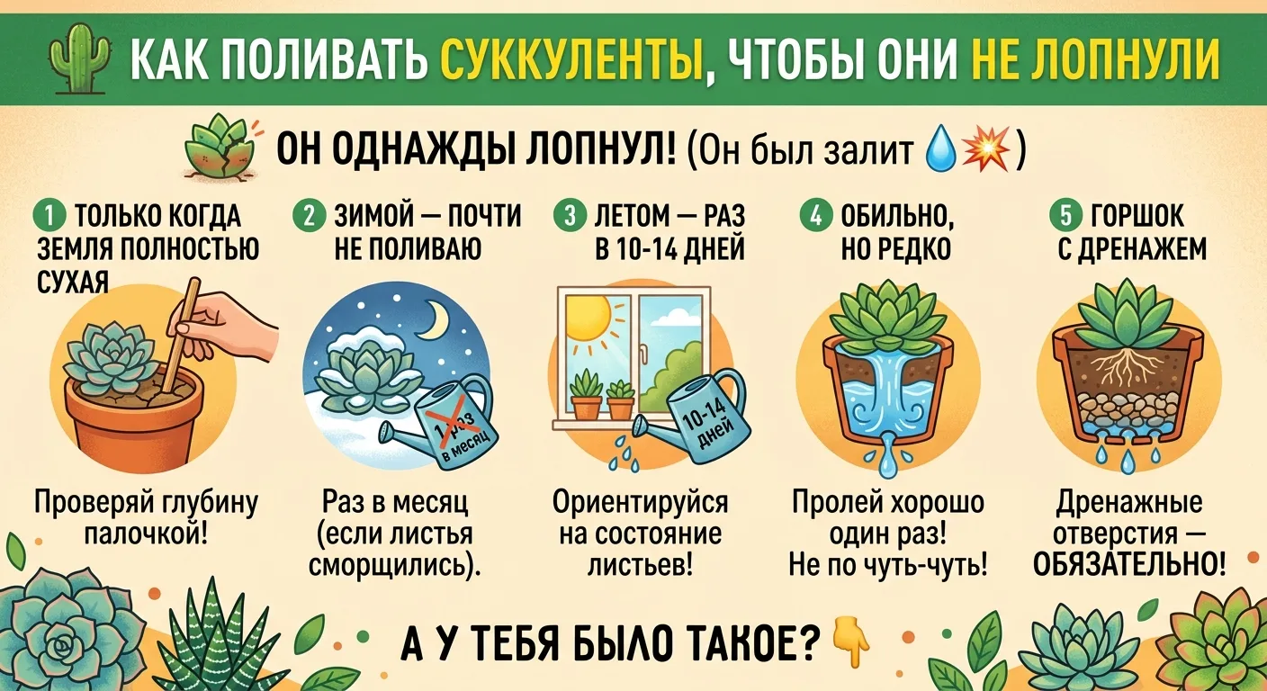 🌵 Как поливать суккуленты, чтобы они не лопнули