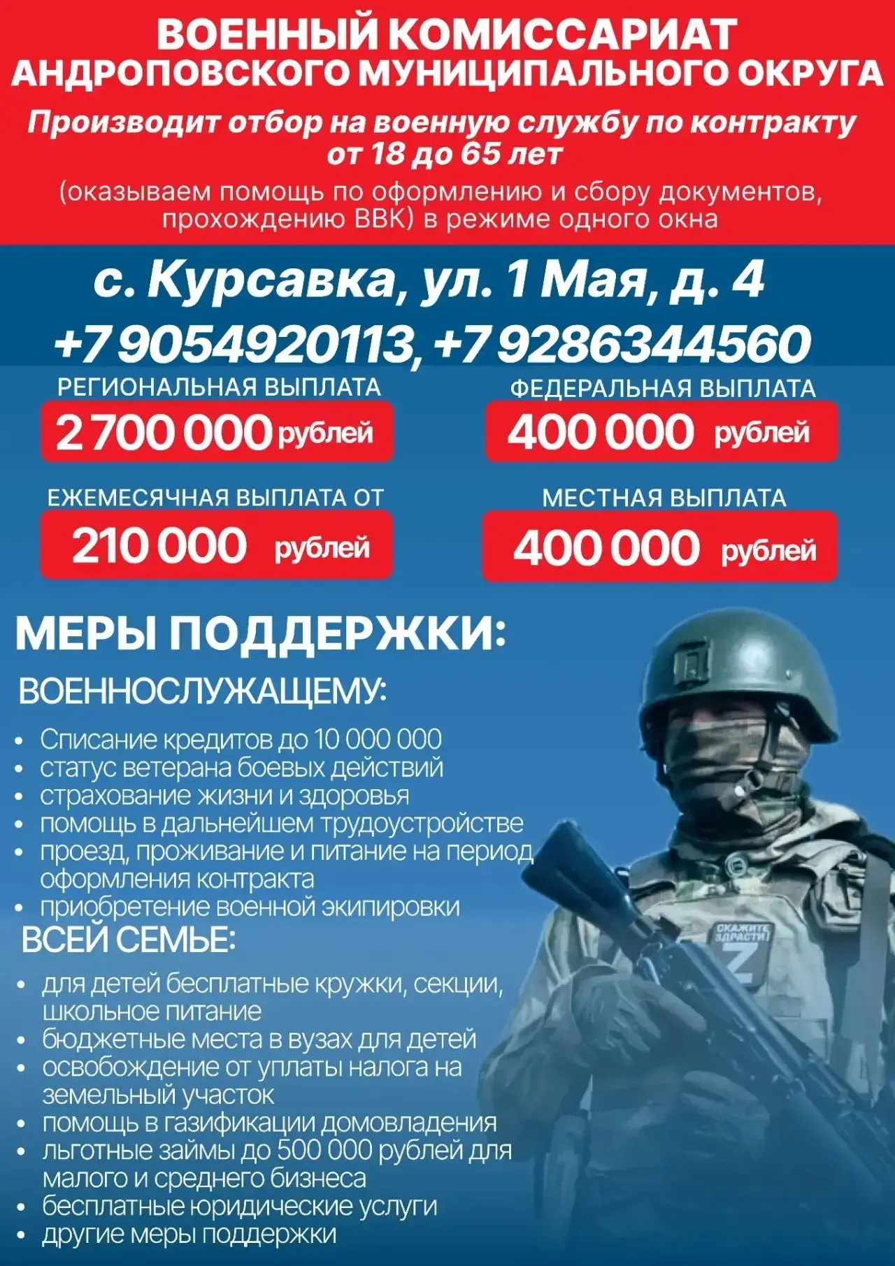 Уважаемые жители Андроповского округа!

Россия всегда славилась своими героями, и сегодня каждый из 