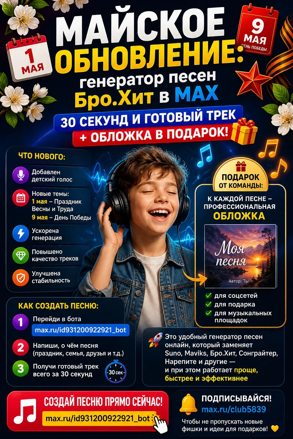 💣 МАЙСКОЕ ОБНОВЛЕНИЕ: генератор песен Бро.Хит в MAX — теперь создать песню - 30 секунд...