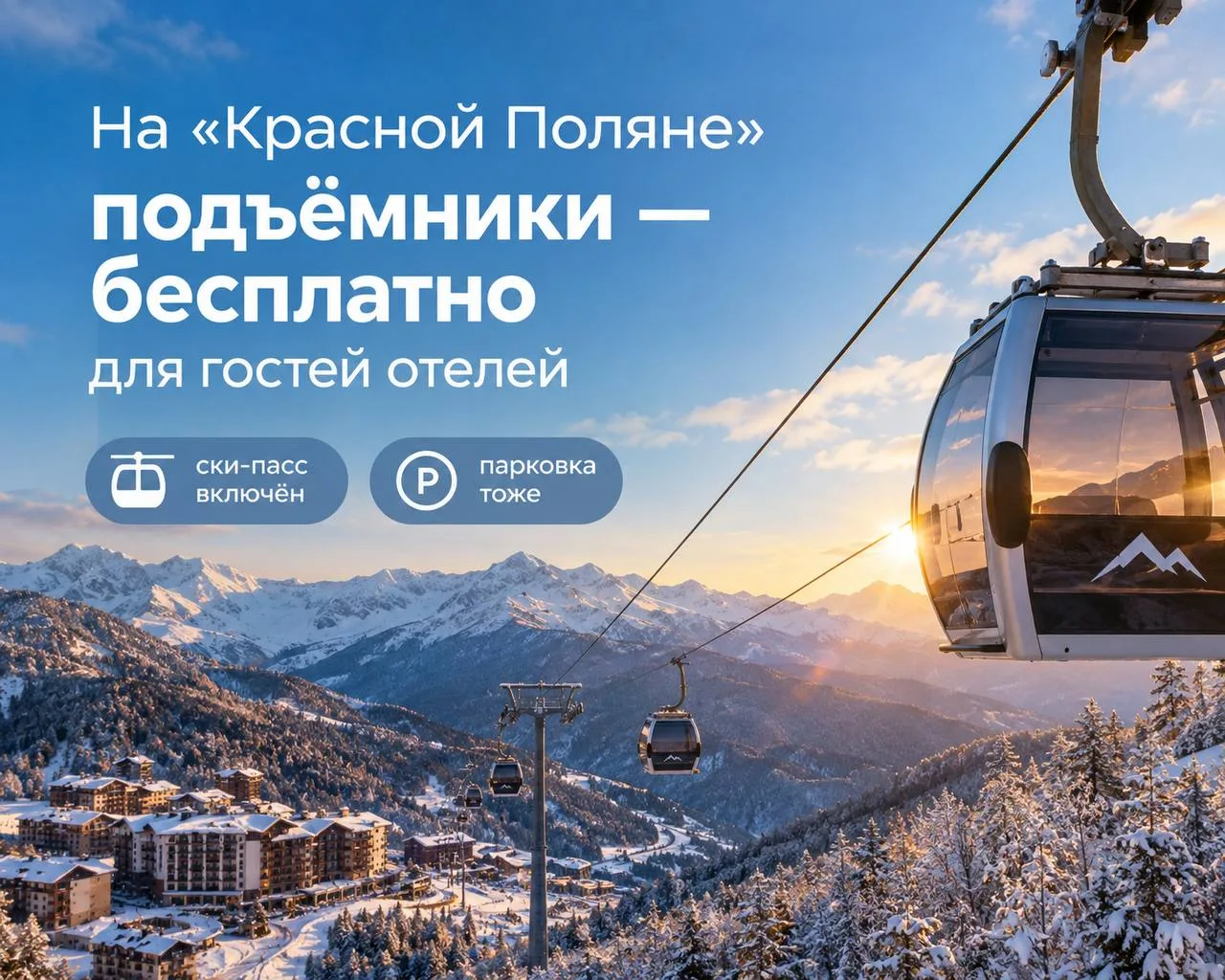 ⛰На «Красной Поляне» подъёмники включат в стоимость проживания