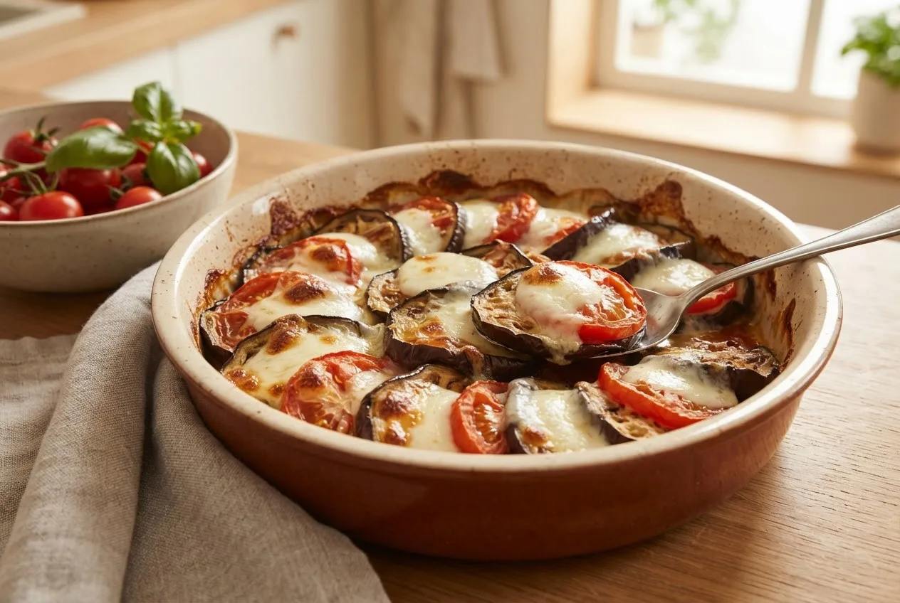 Рецепт запеченного баклажана с сыром и томатом