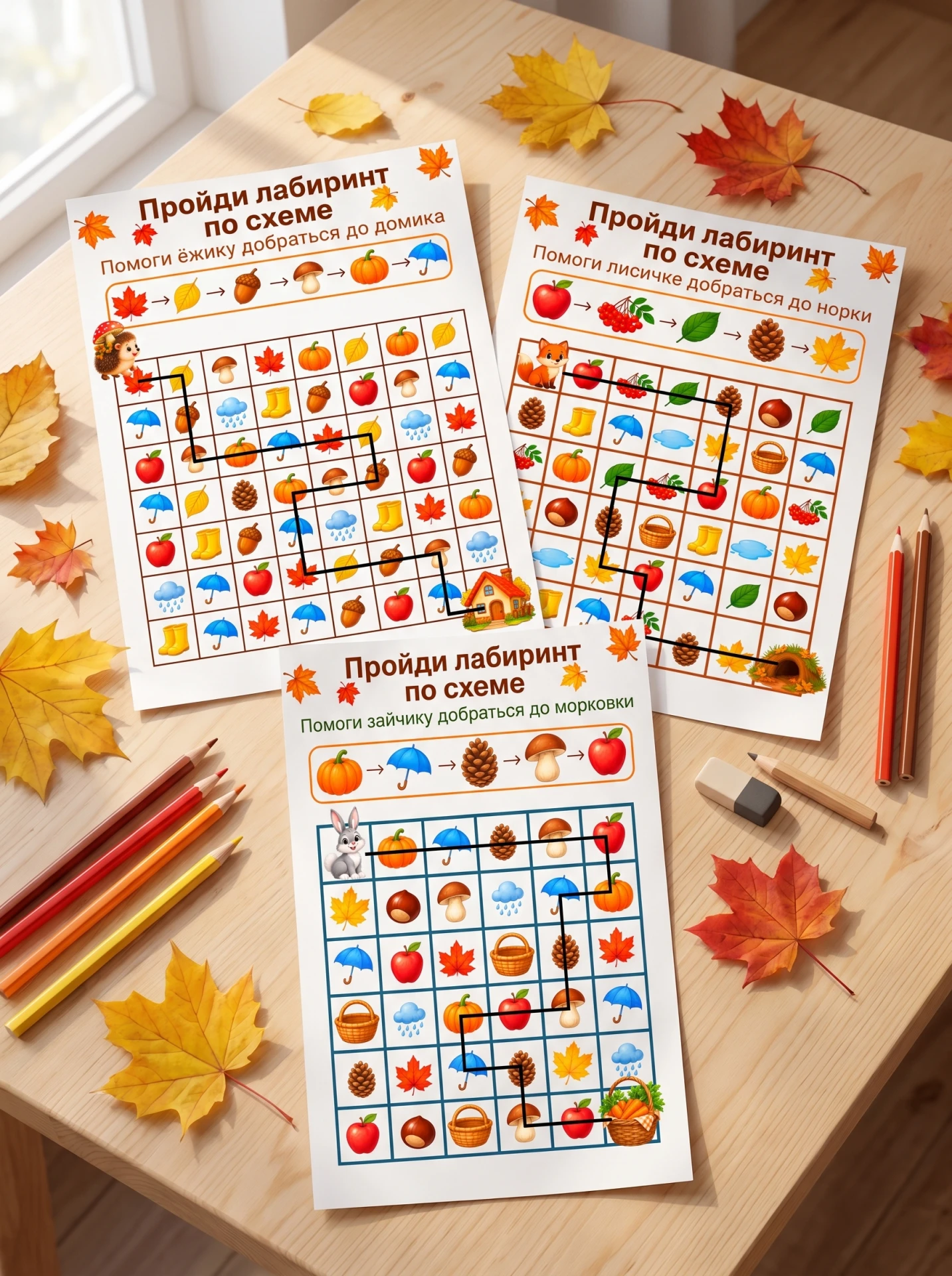 🍂Осенние лабиринты по схеме🍁