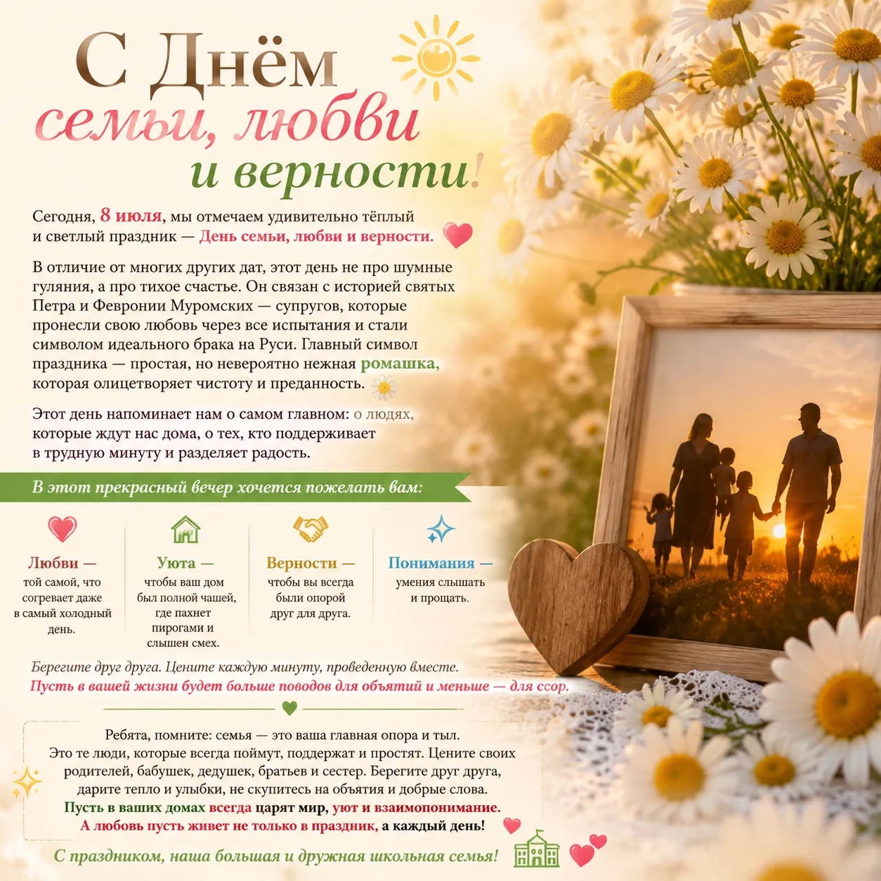 Дорогие наши родители, дети и гости страницы! ❤ 
Сегодня, 8 июля, мы отмечаем замечательный праздник